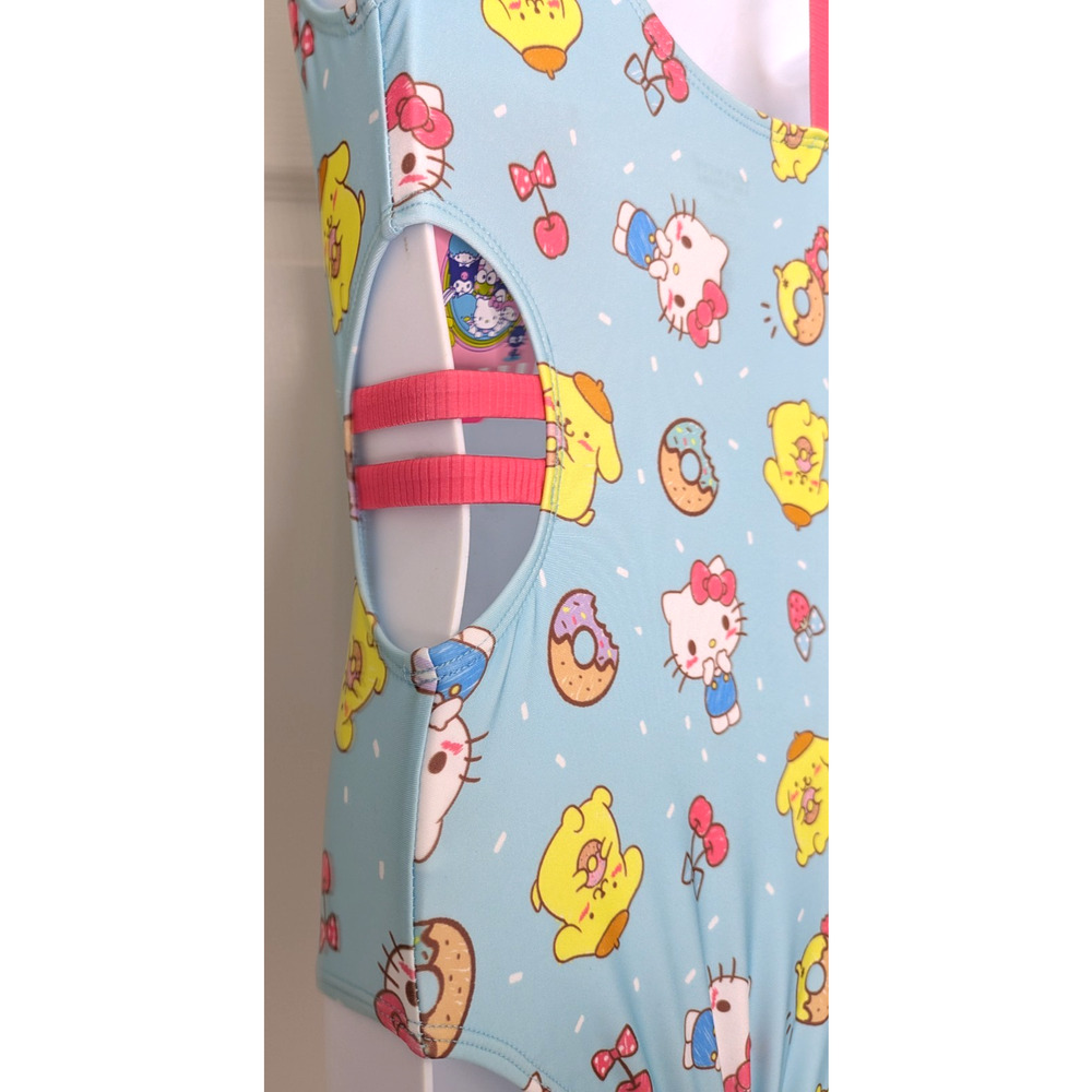 Girls Sanrio Hello Kitty 1 Piece Swimsuit 7/8 Blue Multicolor - Picture 3 of 7